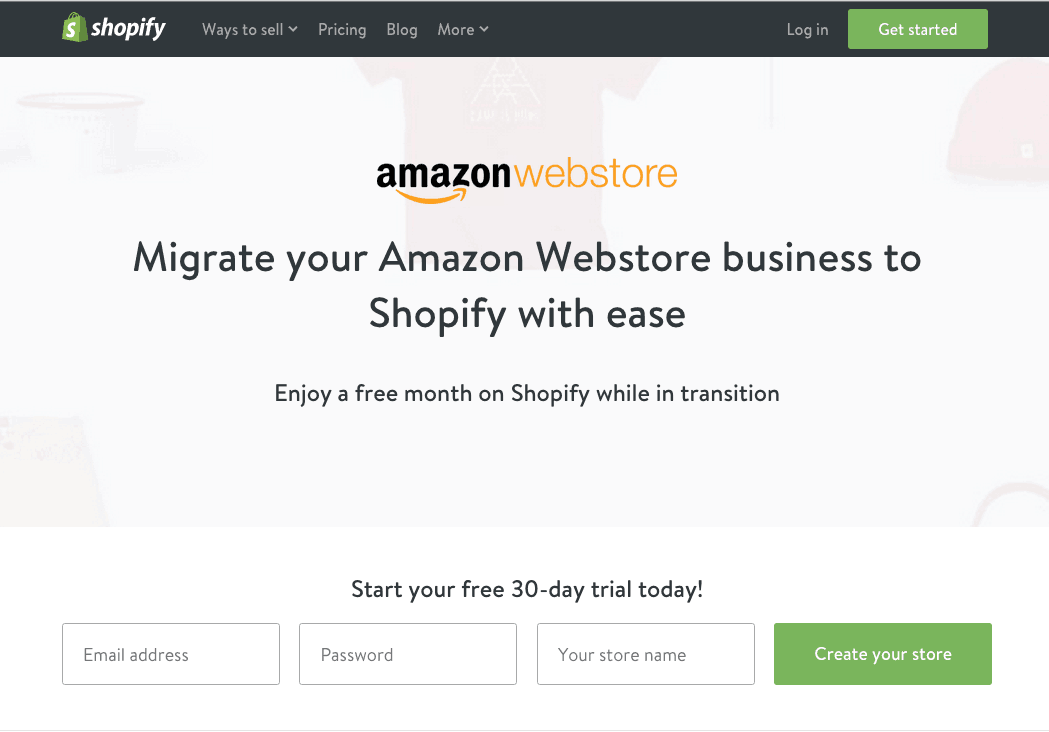 Shopify Amazon migration page
