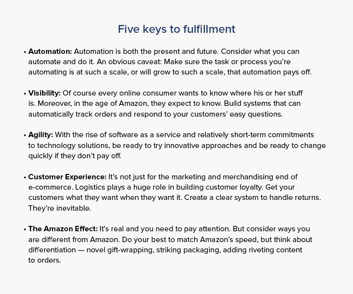 A list of five keys to better ecommerce fulfillment