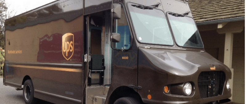 UPS truck picking up e-commerce returns