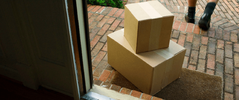 e-commerce packages at a resident's door
