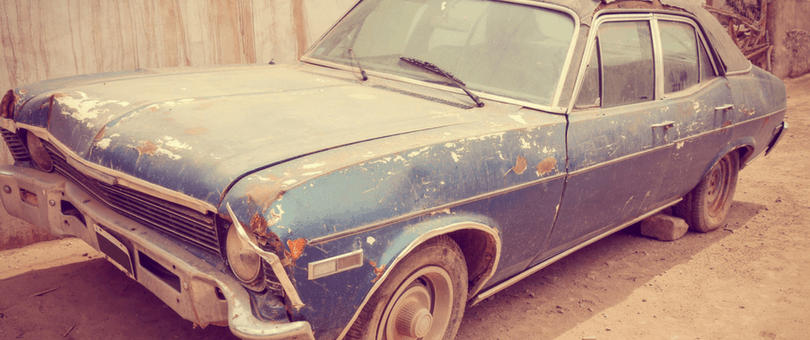 A beat-up old car that is symbolic of legacy retailers looking to upgrade their fraud protection