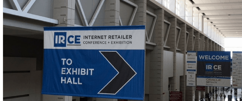 IRCE banners hang on the first day of the annual conference