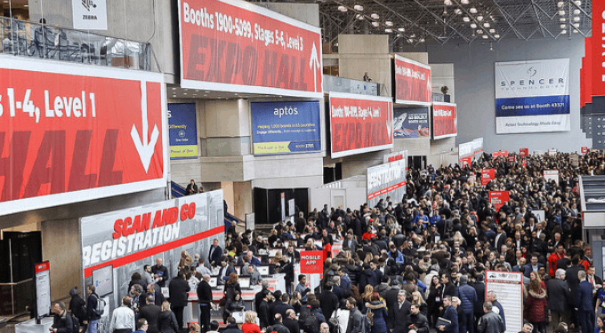 Massive crowd packs the registration area on the opening day of NRF's Big Show 2019