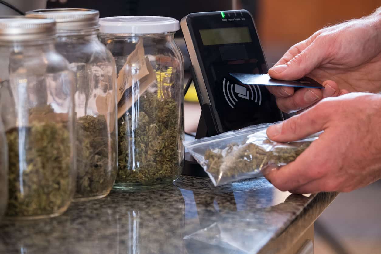 Purchasing legal marijuana at a dispensary