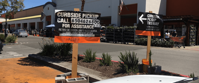 Curbside Pickup area at Home Depot set up for the COVID-19 era