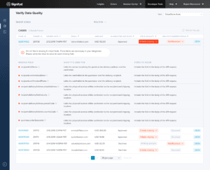 The Verify Data Quality assessment expanded with details and instructions to solve issues with fields