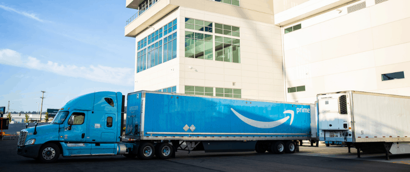 Amazon truck at warehouse