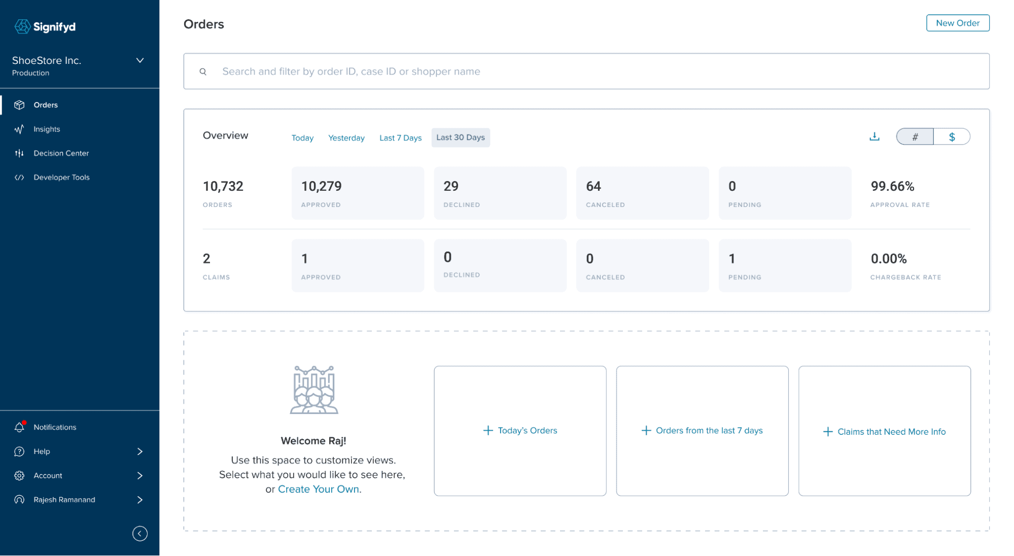 Signifyd Dashboard