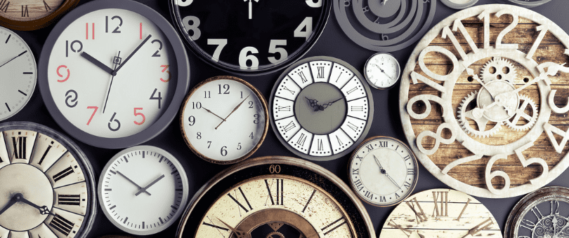 A large number of clock faces to symbolize "time to value" in choosing a Commerce Protection platform