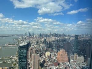 A look out Signifyd's World Trade Center office, north along the Hudson River and Manhattan
