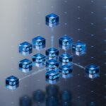 An illustration showing connections among cubes, symolizing data sharing among entities.