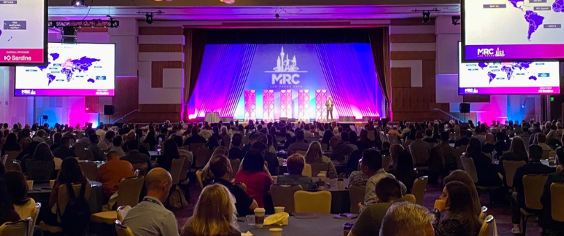 The view of an MRC Vegas 2026 keynote from the audience perspective