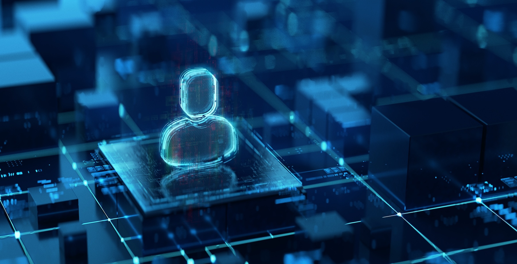 Image of a human shape in a motherboard to symbolize personalization in ecommerce