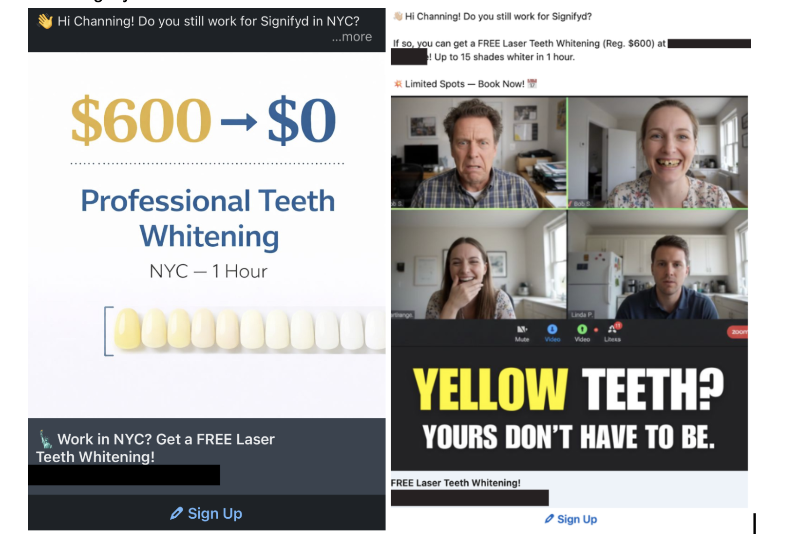 A personalized digital ad for teeth whitening that is a poor example of personalization in ecommerce