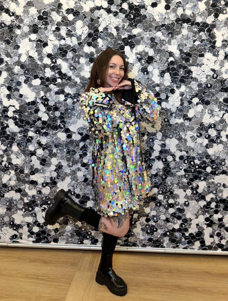 image depicting women wearing sequin dress for office party