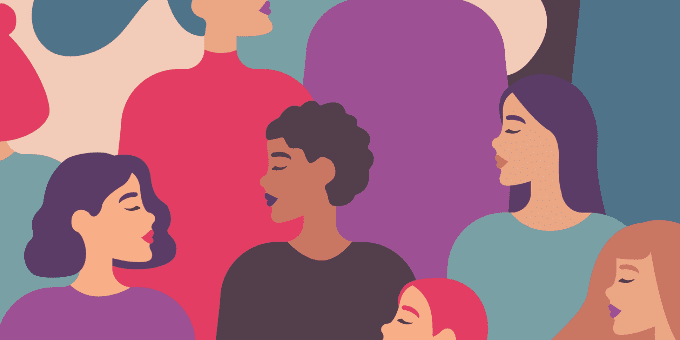 Illustration of a group of women in colorful graphic for Signifyd Women's History Month blog post