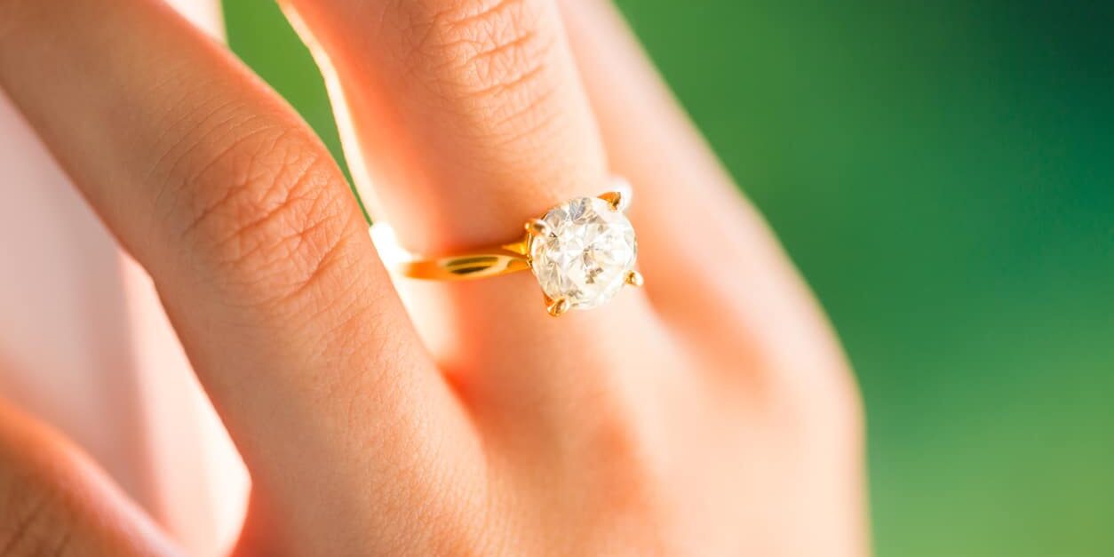 Close-up Of A Bride's Hand With Diamond Ring
